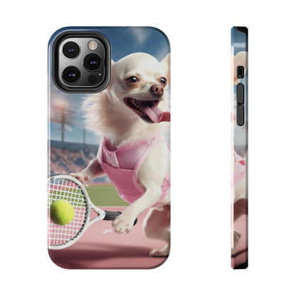 Chihuahua Tennis Ace: Dog Pink Outfit, Court Atheletic Sport Game - Tough Phone Cases