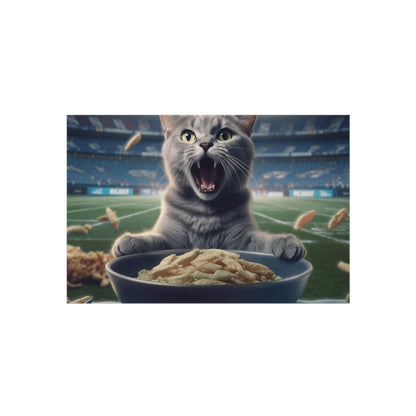 Halftime Football Feline: Screaming Sports Fan Cat Stadium Food Kitten - Outdoor Rug