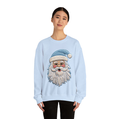 Parche azul de Chenille de Santa - Diseño navideño de Navidad - Sudadera unisex Heavy Blend™ Crewneck