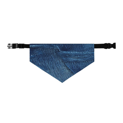 Dark Blue: Distressed Denim-Inspired Fabric Design - Pet Bandana Collar