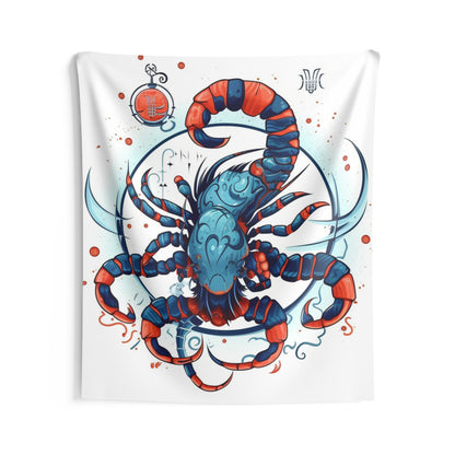 Cute Scorpio Zodiac Sign - Big Claws, Long Tail Cosmic Astrology Symbol - Indoor Wall Tapestries