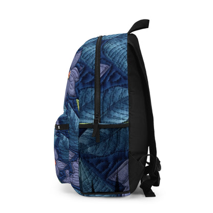 Bordado floral azul: diseño floral artesanal inspirado en la mezclilla - Mochila