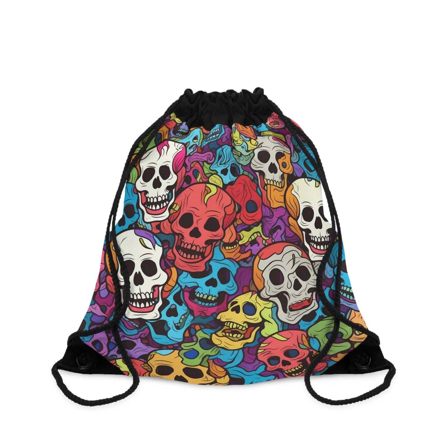 Patrón de cabeza de calavera de arco iris psicodélico, colores vibrantes - Mochila saco