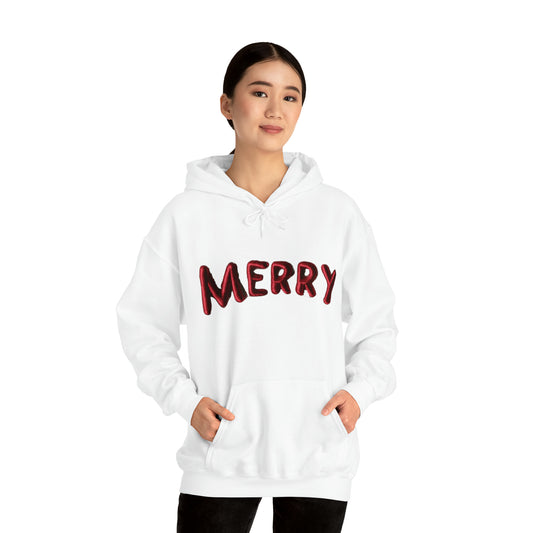 Merry Chenille Patch - Christmas Design - Unisex Heavy Blend™ Hooded Sweatshirt