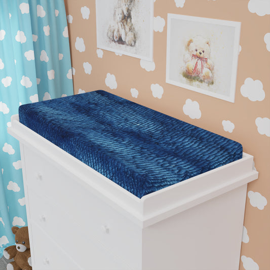 Blue Spectrum: Denim-Inspired Fabric Light to Dark - Baby Changing Pad Cover