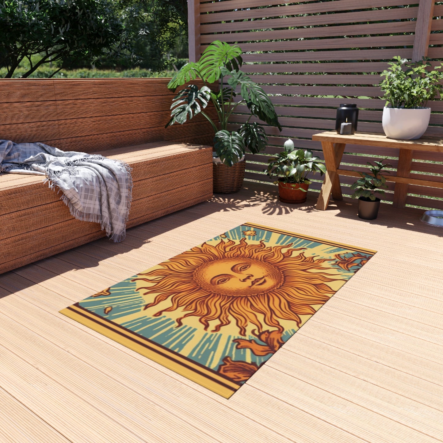 Sun Tarot Card Symbol of Growth, Life, and Radiance - Outdoor Rug