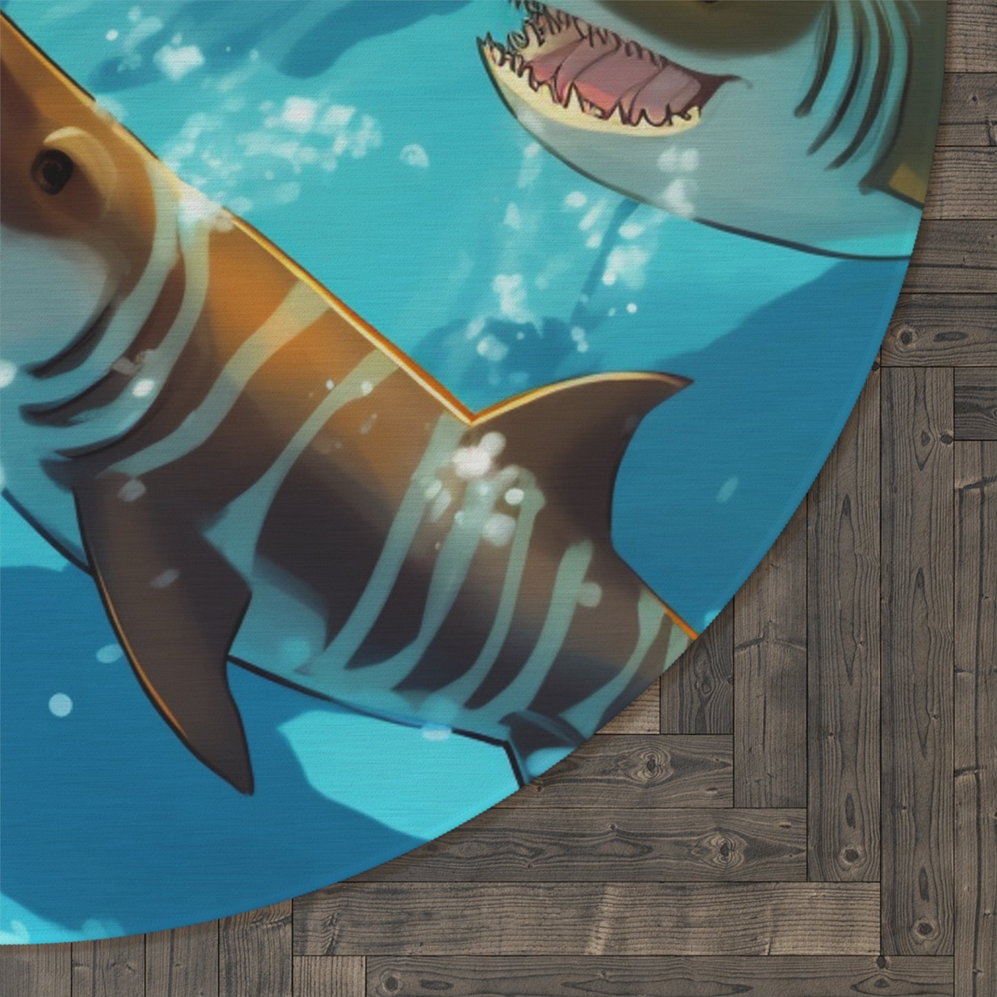 Tiger Shark: Ocean Marine Wildlife - Underwater - Round Rug