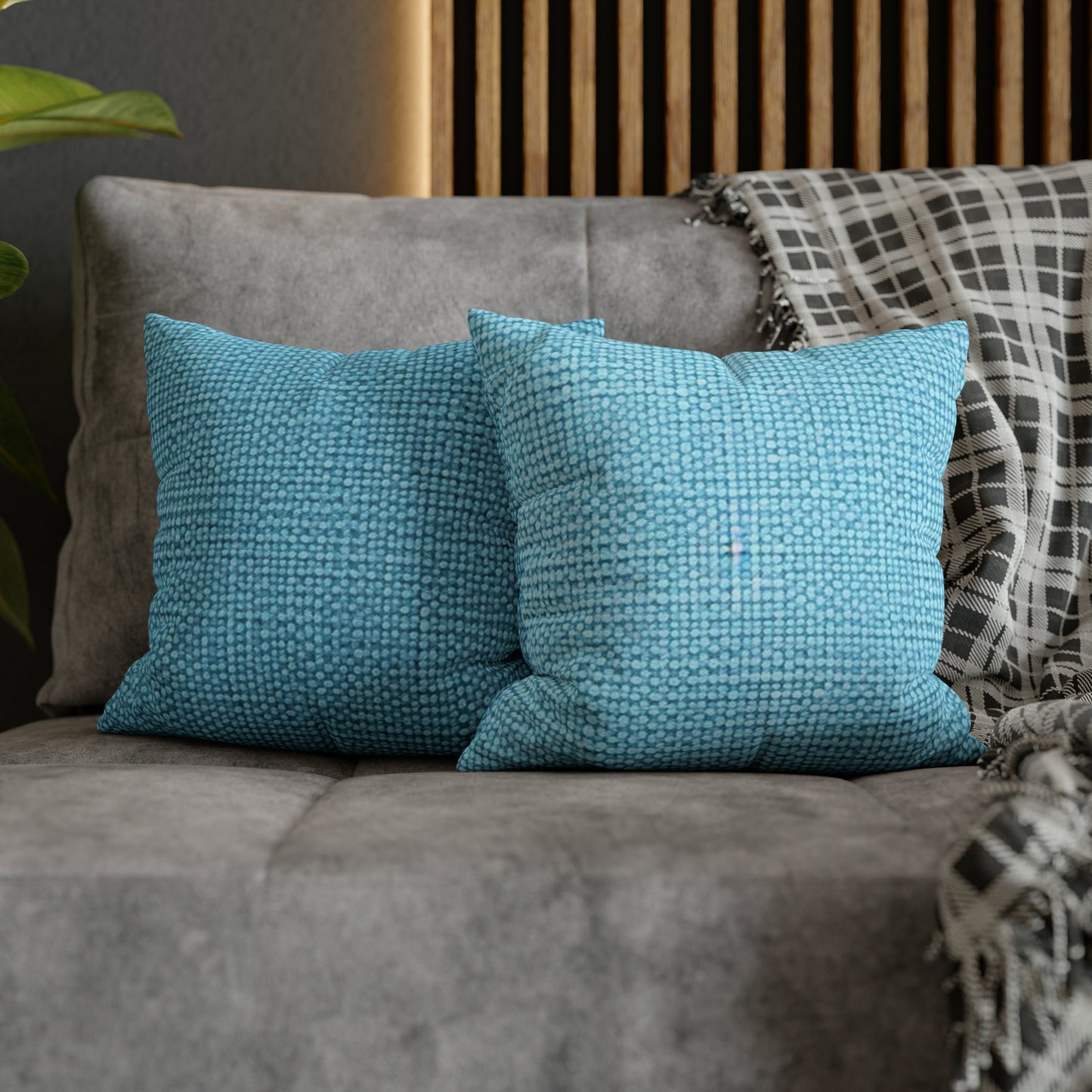 Bright Aqua Teal: Denim-Inspired Refreshing Blue Summer Fabric - Spun Polyester Square Pillow Case