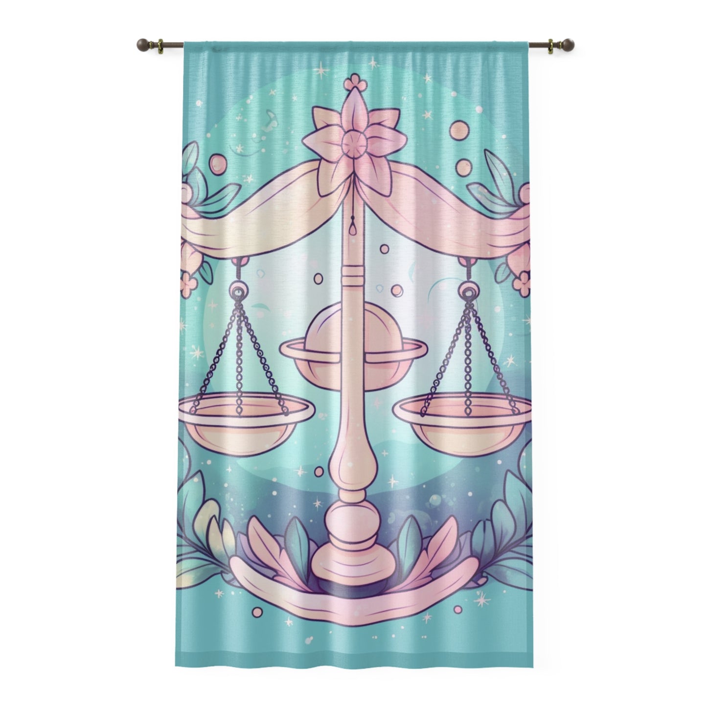 Libra Astrology - Soft Lighting & Pastel Zodiac Sign Symbol - Window Curtain