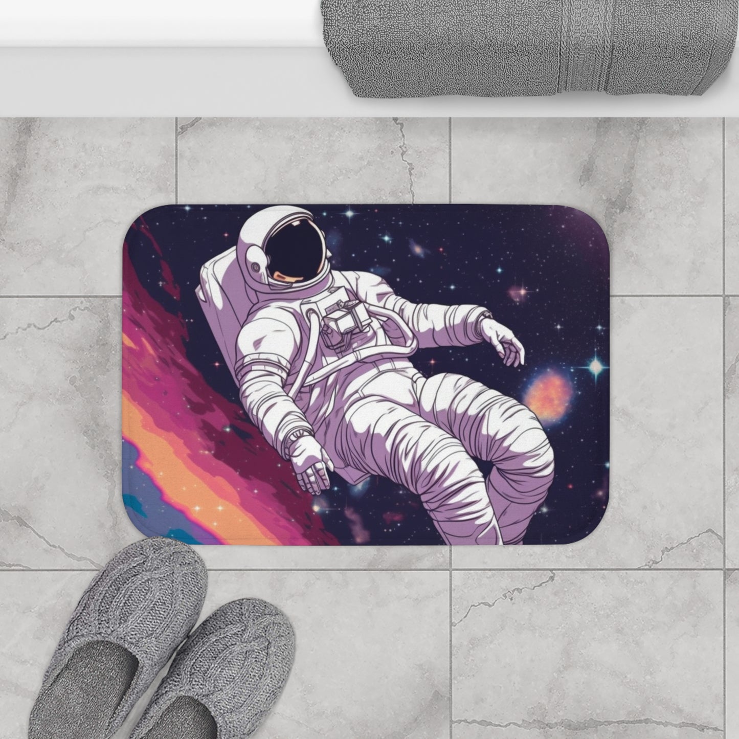 Astro Pioneer - Star-filled Galaxy Illustration - Bath Mat