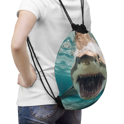 Bull Shark: River Monster Menace - Realistic Dark Water Predator - Drawstring Bag