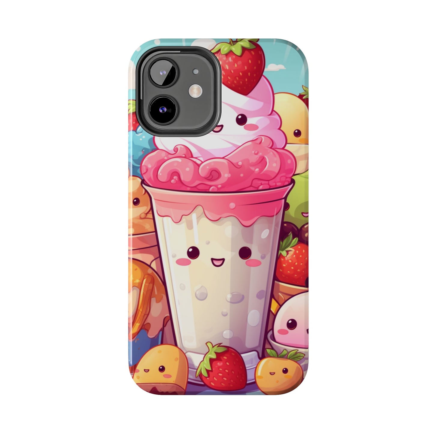 Strawberry Japan Milkshake - Kawaii Dessert Delight - Sweet Berry Anime Character - Tough Phone Cases