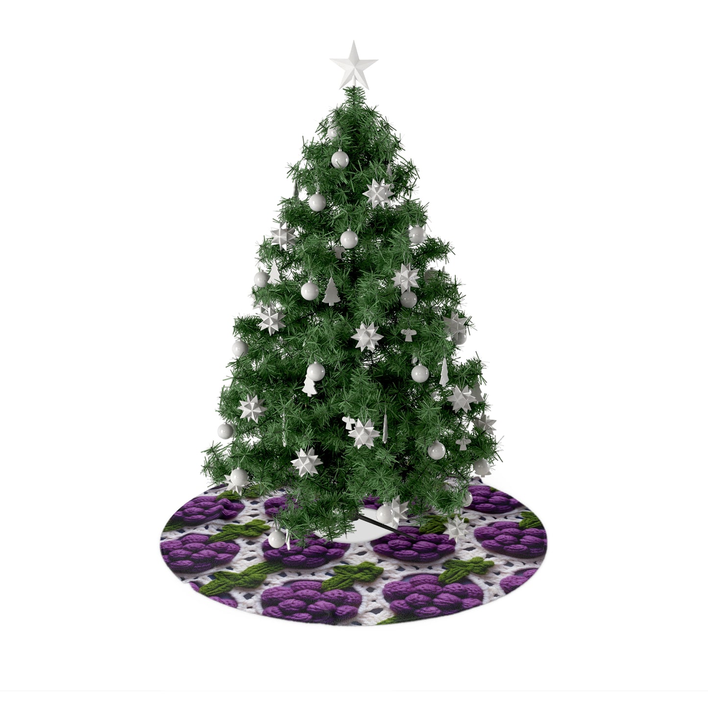 Crochet Grapes Pattern - Granny Square Design - Fresh Fruit Pick - Orchard Purple Snack Food - Christmas Tree Skirts