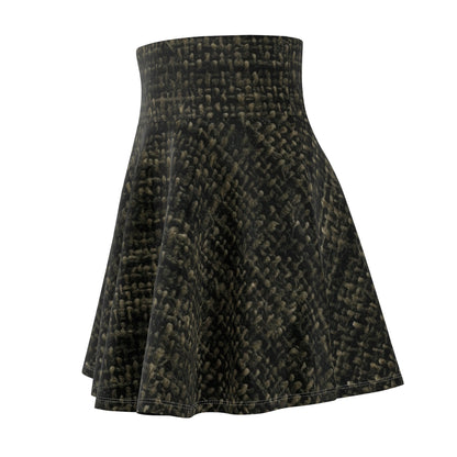 Sophisticated Seamless Texture - Black Denim-Inspired Fabric - Women's Skater Skirt (AOP)