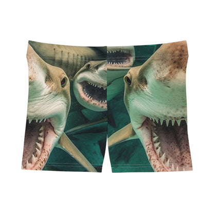 Tiburones limón risueños: Joyful Sea Jaws Ocean Deep - Pantalones cortos para mujer (AOP) 