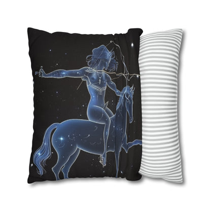 Sagittarius Zodiac in Starlit Universe - Fluorescent Colors - Spun Polyester Square Pillow Case