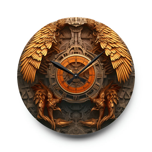 Wings, richly carved, Action Puzzle, Jurassic, Design Style,  Acrylic Wall Clock