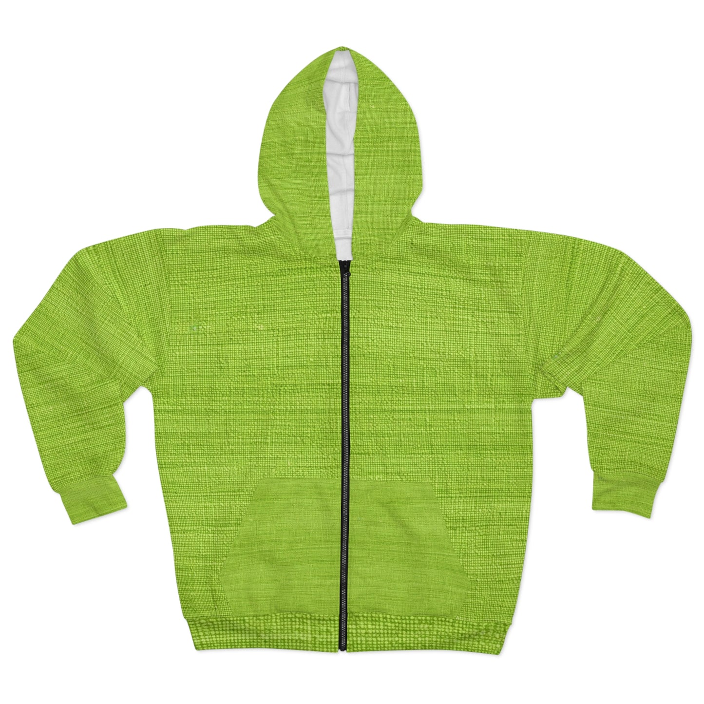 Lush Grass Neon Green: Denim-Inspired, Springtime Fabric Style - Unisex Zip Hoodie (AOP)