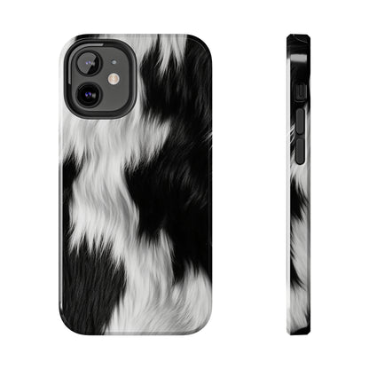 Cowhide on Hair Leather - Black and White - Designer Style - Tough Phone Cases