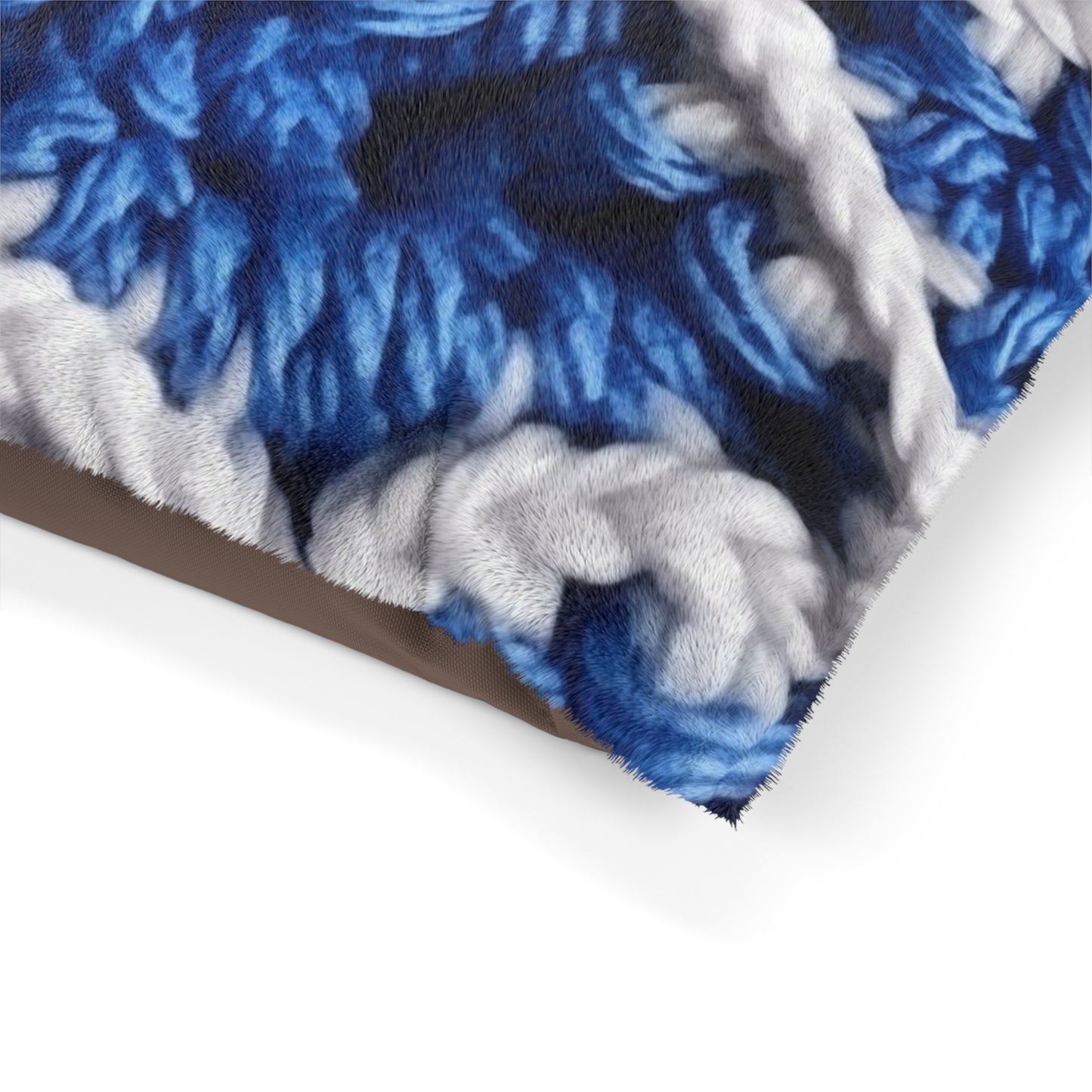 Blueberry Blue Crochet, White Accents, Classic Textured Pattern - Dog Pet Bed