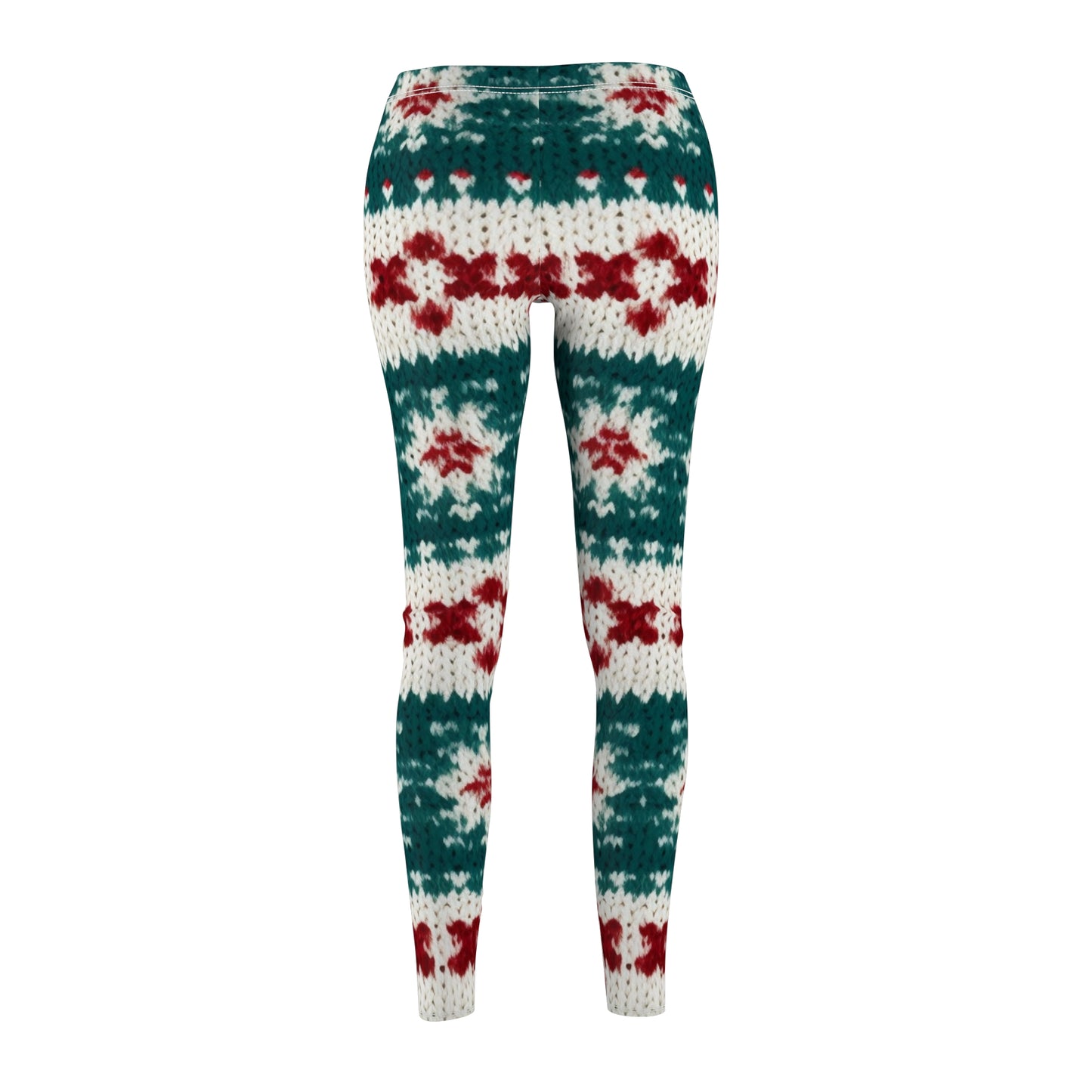 Christmas Knit Crochet Holiday, Festive Yuletide Pattern, Winter Season - Women's Cut & Sew Casual Leggings (AOP)