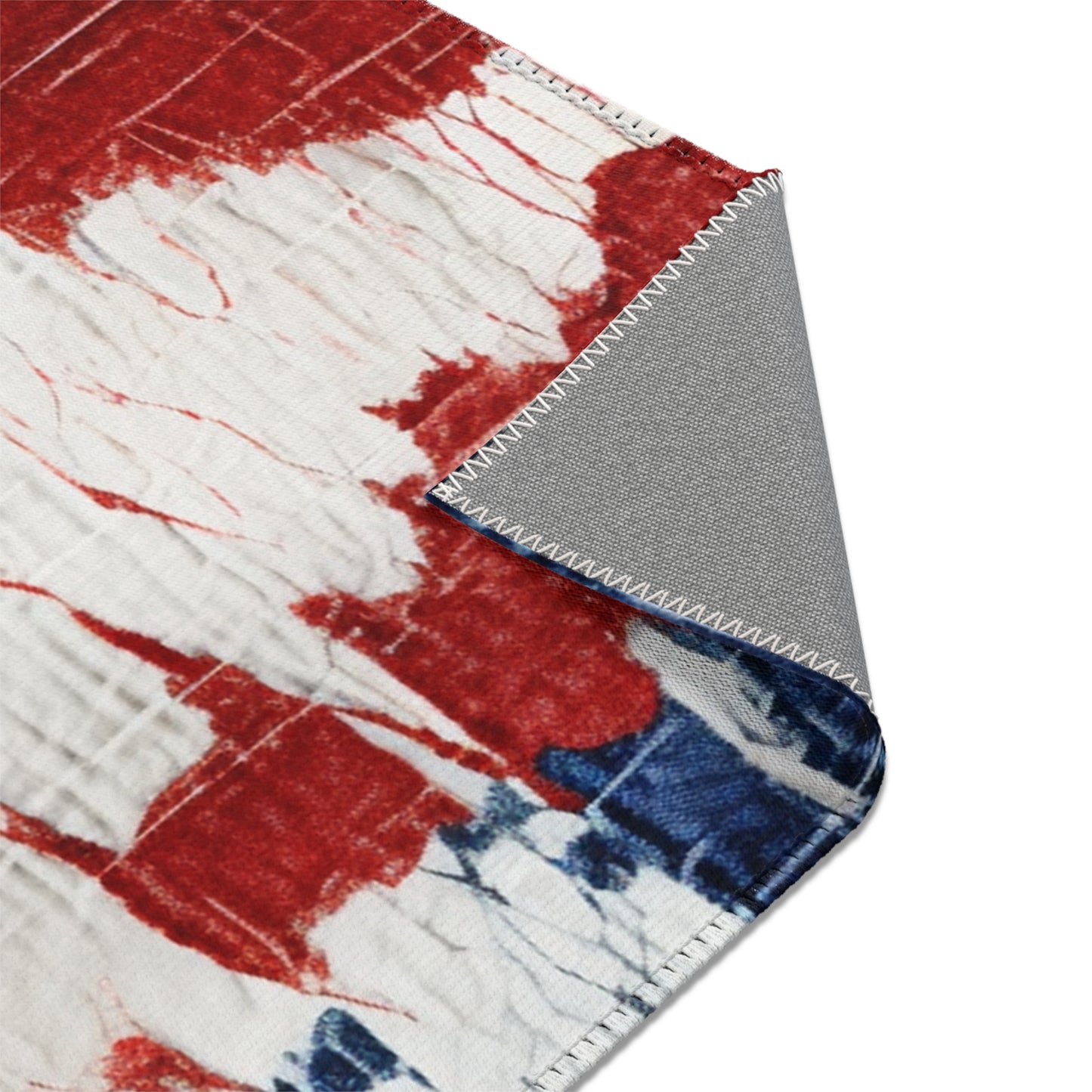 Patriotic Red, White & Blue: Distressed Denim-Style, Torn Fabric - Area Rugs