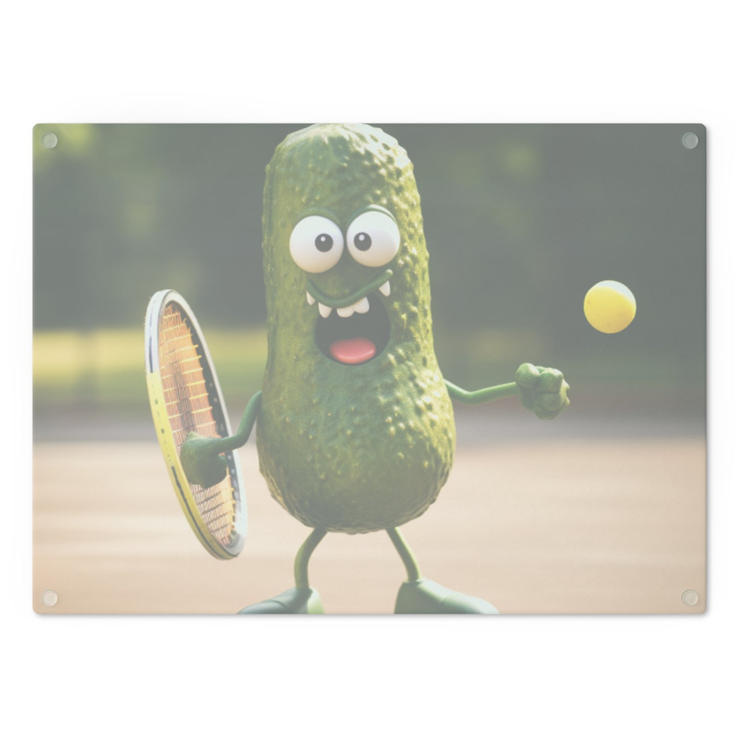 Pickle Playing Pickleball: Serve, Paddle, Game - Court Sport - Cutting Board