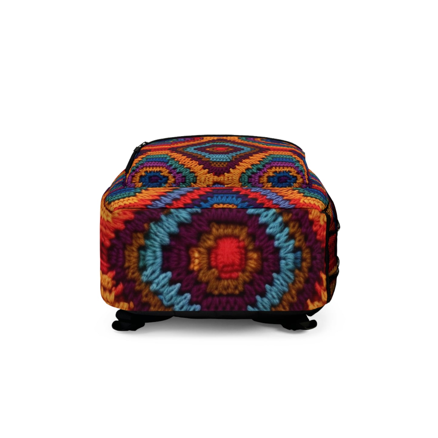 African Heritage Crochet, Vibrant Multicolored Design, Ethnic Craftwork - Backpack