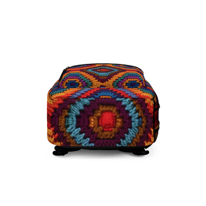 African Heritage Crochet, Vibrant Multicolored Design, Ethnic Craftwork - Backpack