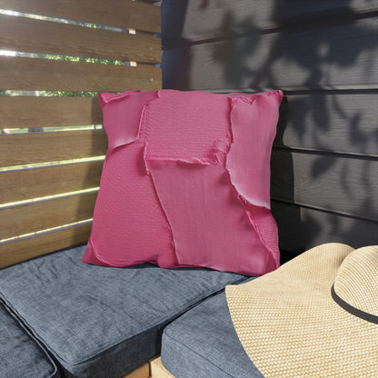 Distressed Neon Pink: Edgy, Ripped Denim-Inspired Doll Fabric - Outdoor Pillows