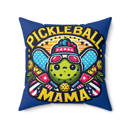 Pickleball Mama - Gráfico atlético deportivo patriótico, estrellado, entusiasta del pickleball divertido - Almohada cuadrada de poliéster hilado