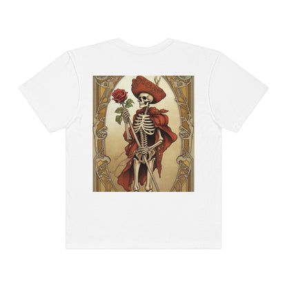 Death Card Tarot - Skeleton, Rose, and Transformation Journey - Unisex Garment-Dyed T-shirt