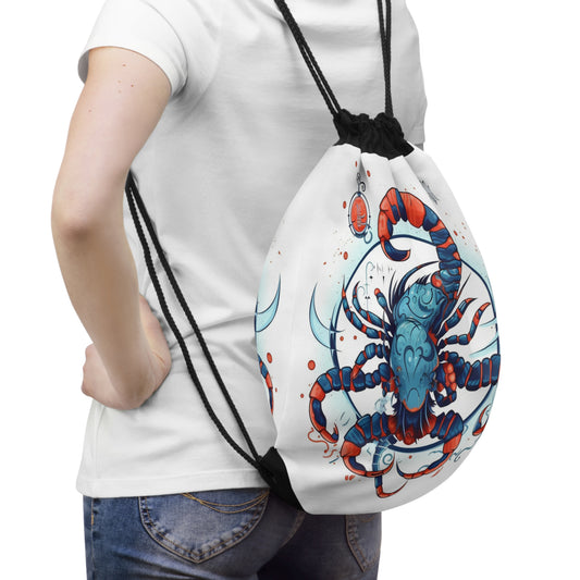 Cute Scorpio Zodiac Sign - Big Claws, Long Tail Cosmic Astrology Symbol - Drawstring Bag