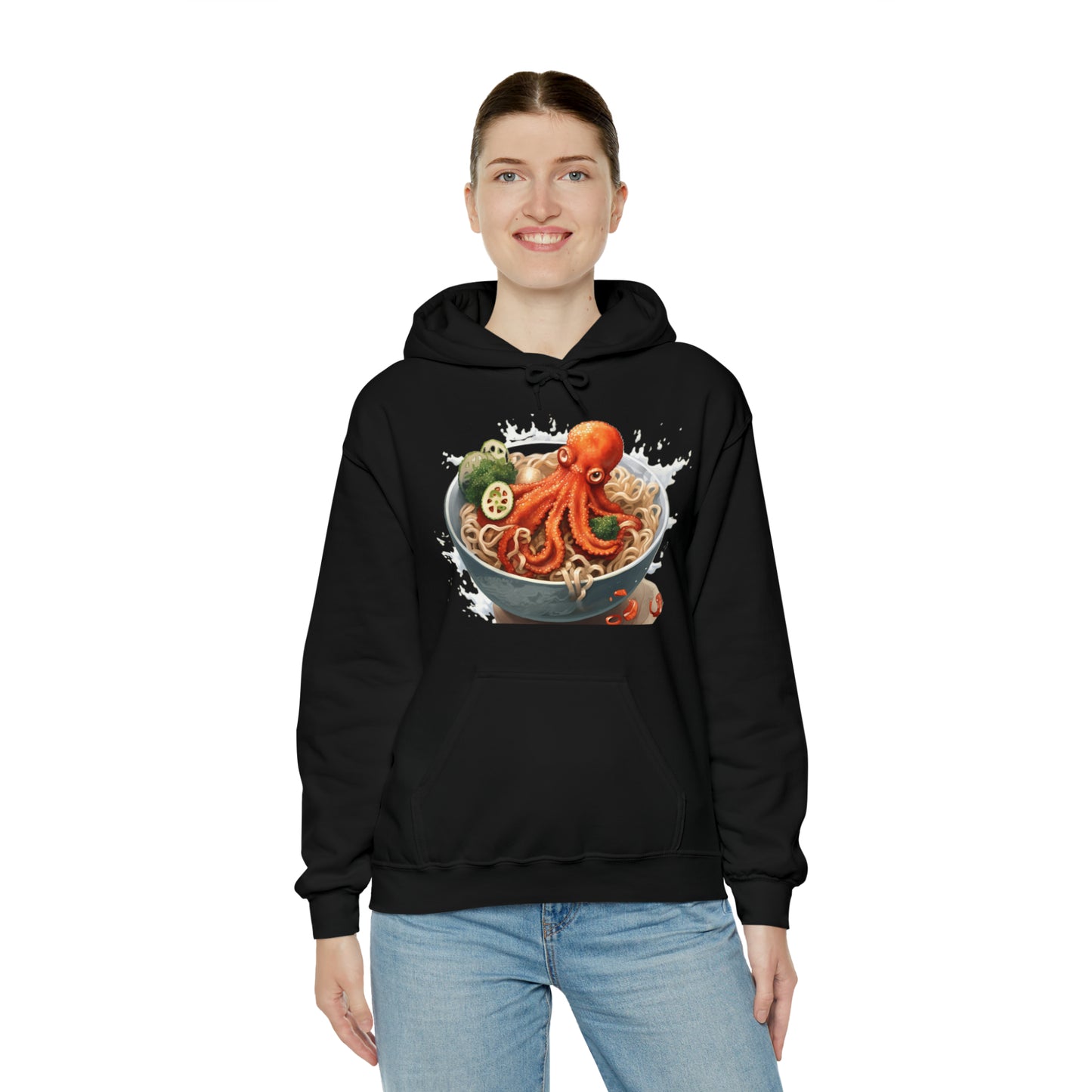 Ramen Octopus Bowl Anime Japanese Traditional Style - Unisex Heavy Blend™ Hooded Sweatshirt