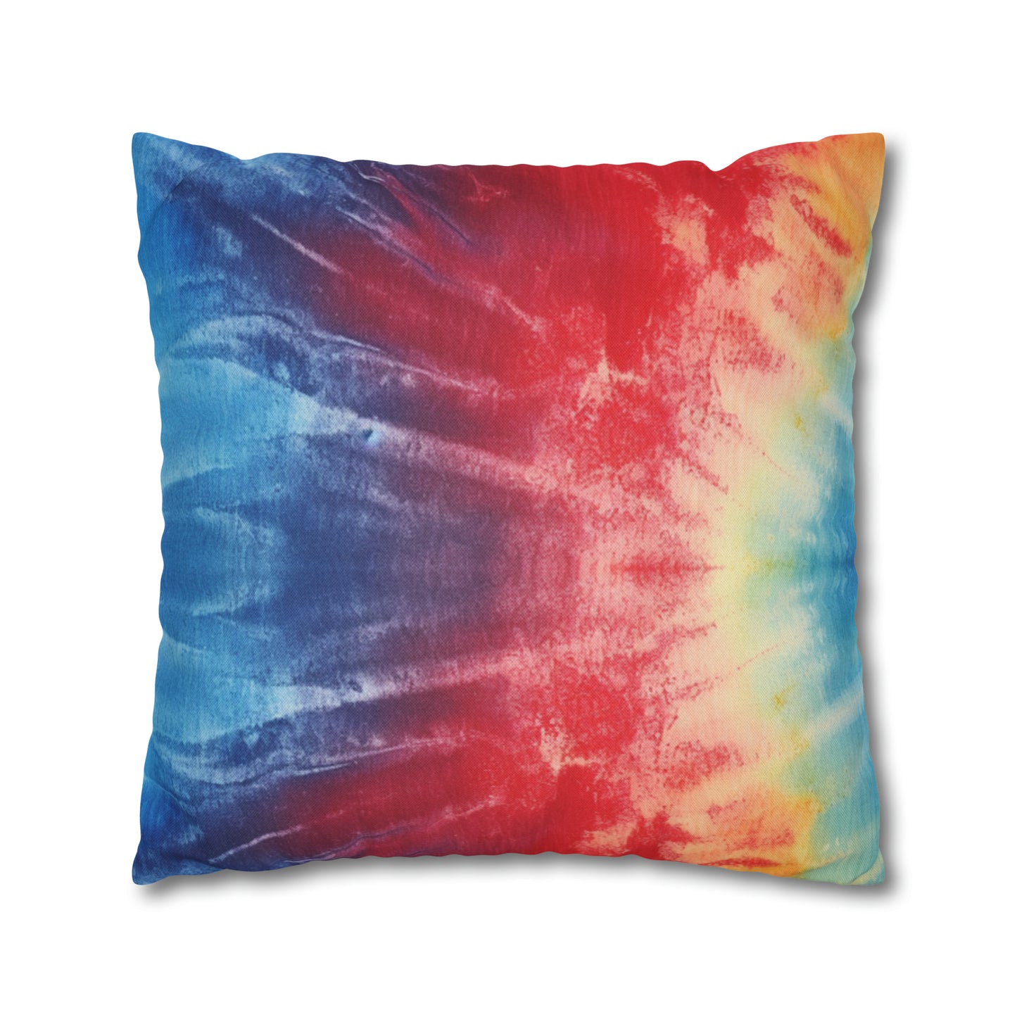 Rainbow Tie-Dye Denim: Vibrant Multi-Color, Fabric Design Spectacle - Spun Polyester Square Pillow Case