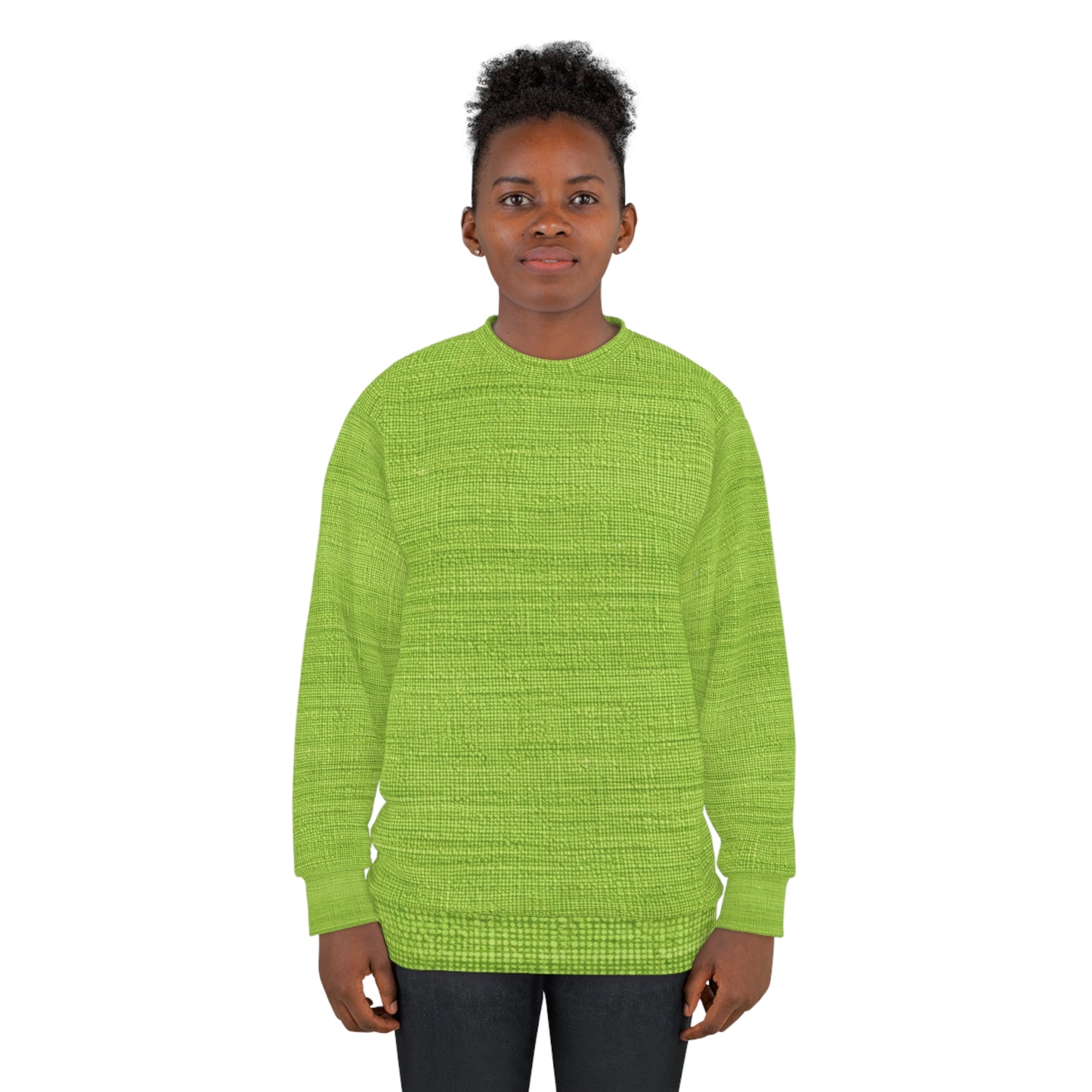 Lush Grass Neon Green: Denim-Inspired, Springtime Fabric Style - Unisex Sweatshirt (AOP)
