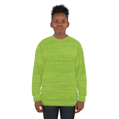 Lush Grass Neon Green: estilo de tela primaveral inspirado en la mezclilla - Sudadera unisex (AOP)