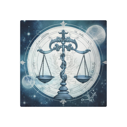 Blue Tones Libra Zodiac Cosmic Astro - Balance Scale & Symbols - Metal Art Sign