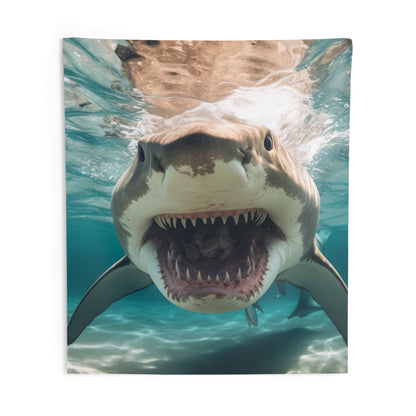 Bull Shark: River Monster Menace - Realistic Dark Water Predator - Indoor Wall Tapestries