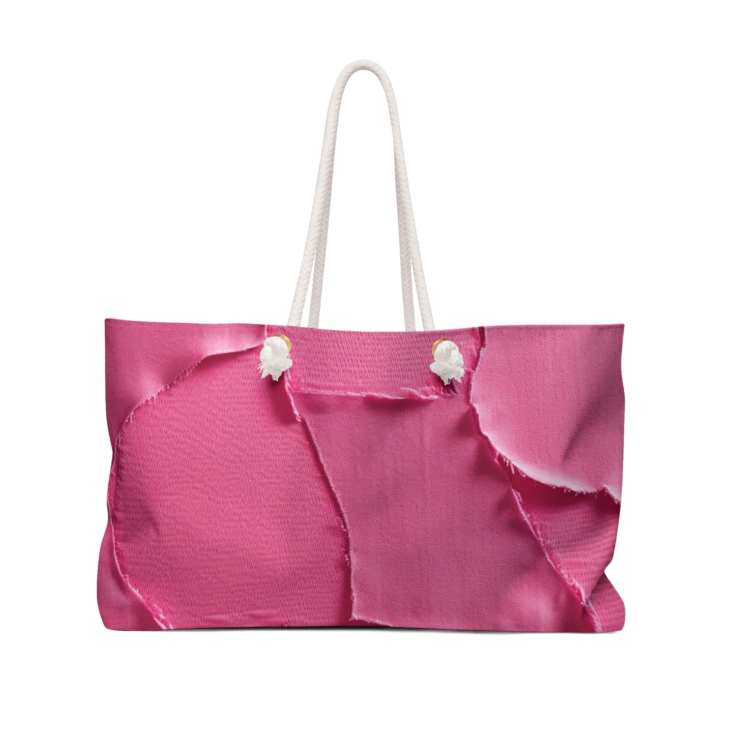 Distressed Neon Pink: Edgy, Ripped Denim-Inspired Doll Fabric - Weekender Bag