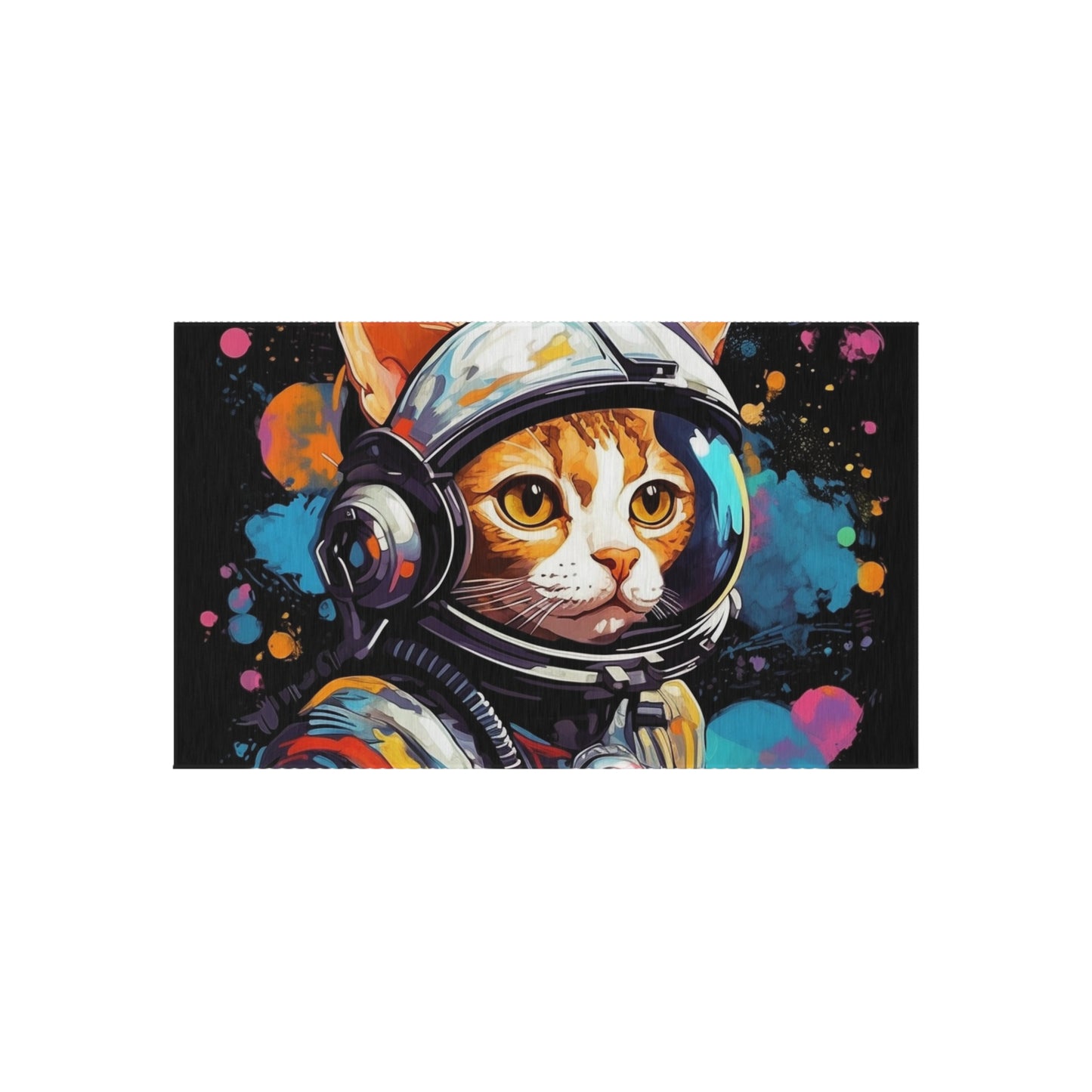 Astro Cat Adventure Feline - Pop Art, Floating in Cosmic Space - Outdoor Rug