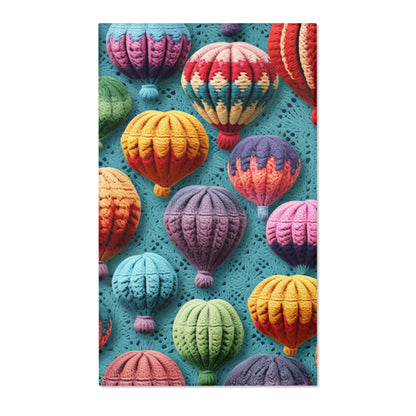 Crochet Hot Air Balloons Sky Travel Transport Scenic Style - Area Rugs