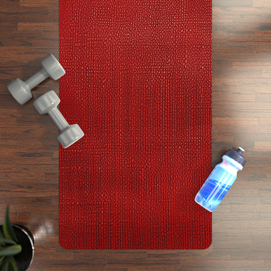 Juicy Red Berry Blast: Denim Fabric Inspired Design - Rubber Yoga Mat