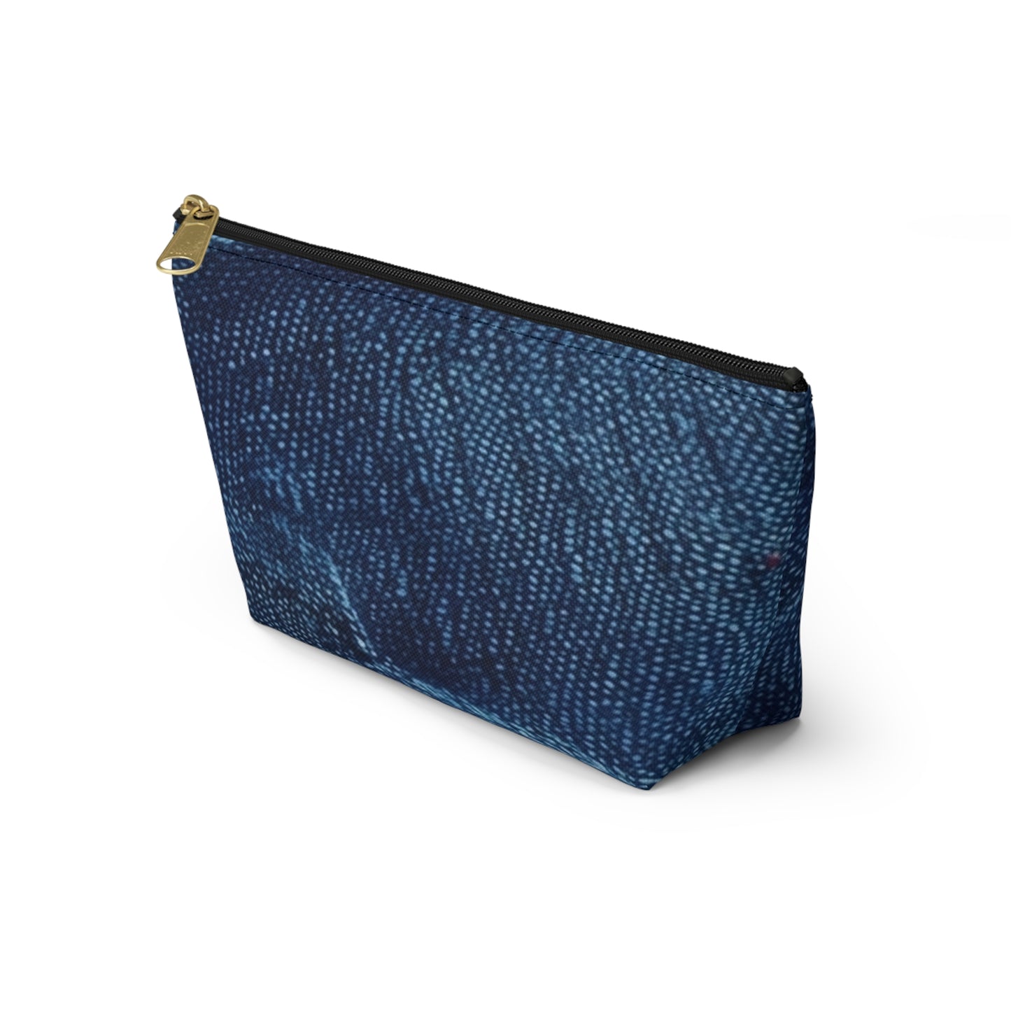 Dark Blue: Distressed Denim-Inspired Fabric Design - Accessory Pouch w T-bottom