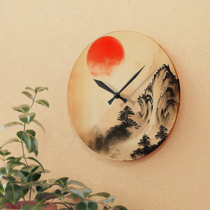 Japanese Mountain Sun Acrylic Wall Clock