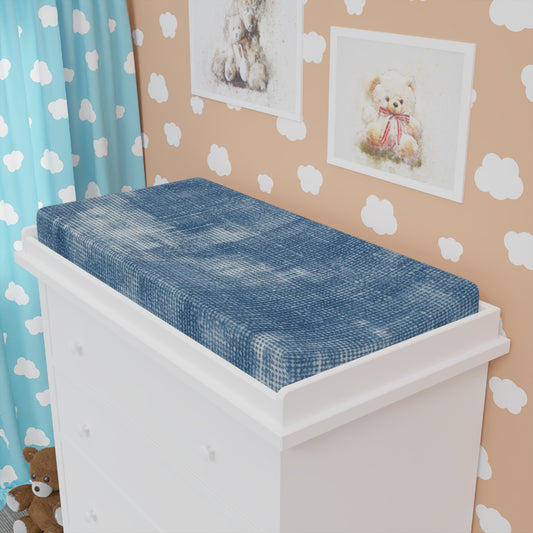 Faded Blue Washed-Out: Denim-Inspired, Style Fabric - Baby Changing Pad Cover