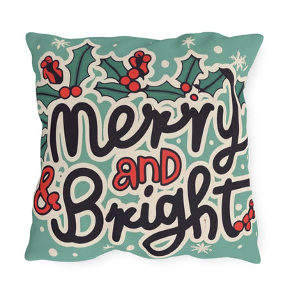 Merry and Bright Christmas Theme Holiday - Outdoor Pillows