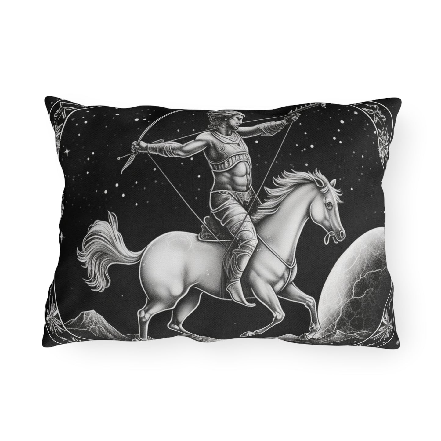 Almohada para exteriores resistente a los rayos UV del zodiaco Sagitario, resistente al agua, poliéster hilado 