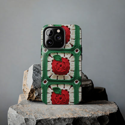 Apple Granny Square Crochet Pattern: Wild Fruit Tree, Delicious Red Design - Tough Phone Cases