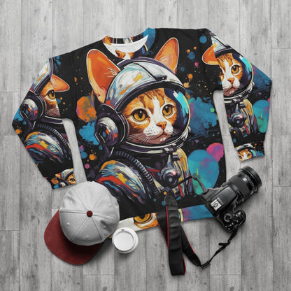 Astro Cat Adventure Feline - Pop Art, flotando en el espacio cósmico - Sudadera unisex (AOP) 